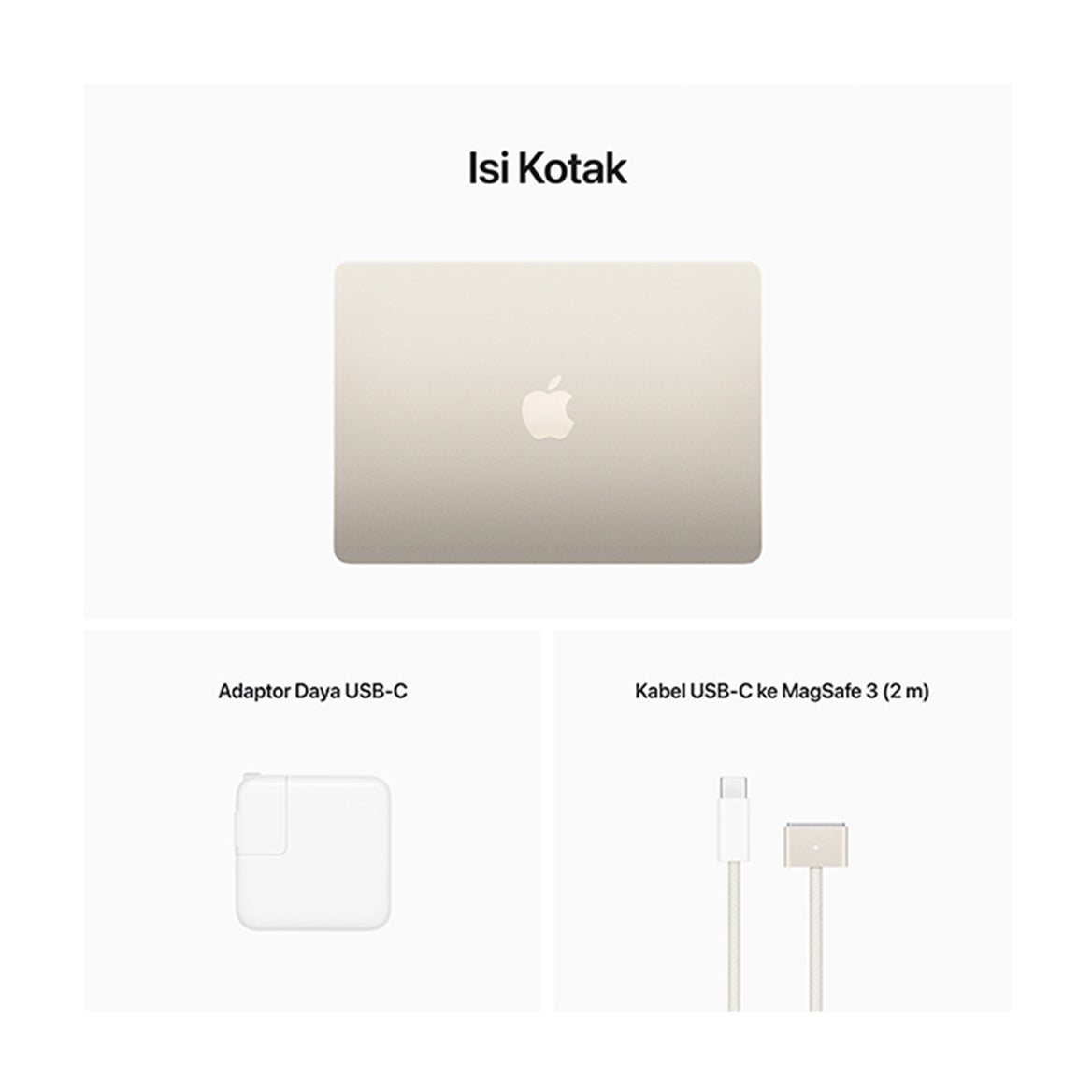 MacBook Air 13 inci M2 2022 starlight accessories package